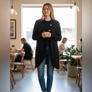 Vivian Shyu - Chic Black Women's Cardigan - Size Large